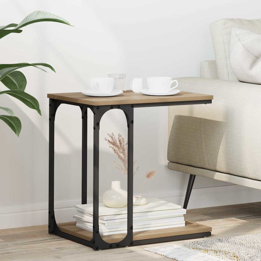 Produktbild för Sidobord med hylla Artisan Ek 50 x 35 x 52 cm Konstruerat trä
