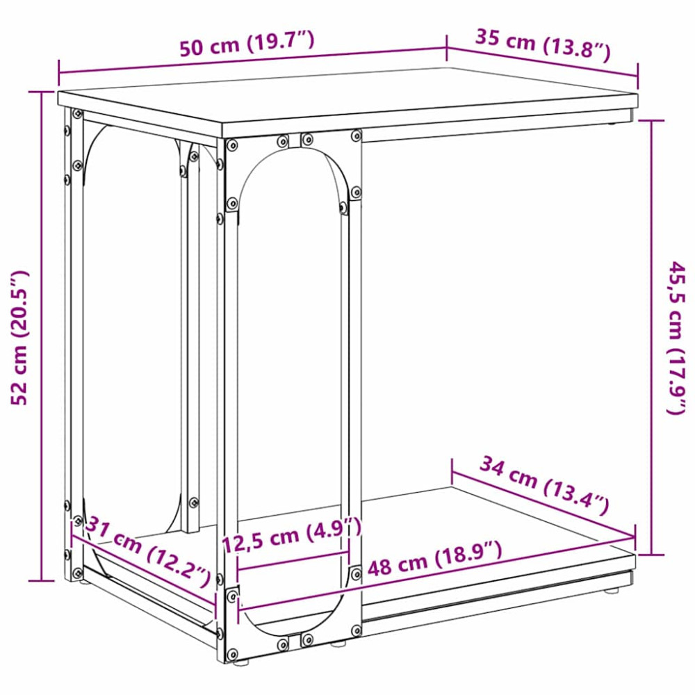 Produktbild för Sidobord med hylla Artisan Ek 50 x 35 x 52 cm Konstruerat trä