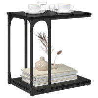 Produktbild för Sidobord med hylla Svart Ek 50 x 35 x 52 cm Konstruerat trä