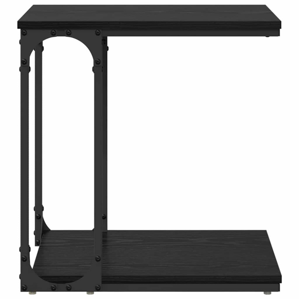 Produktbild för Sidobord med hylla Svart Ek 50 x 35 x 52 cm Konstruerat trä