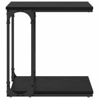 Produktbild för Sidobord med hylla Svart Ek 50 x 35 x 52 cm Konstruerat trä