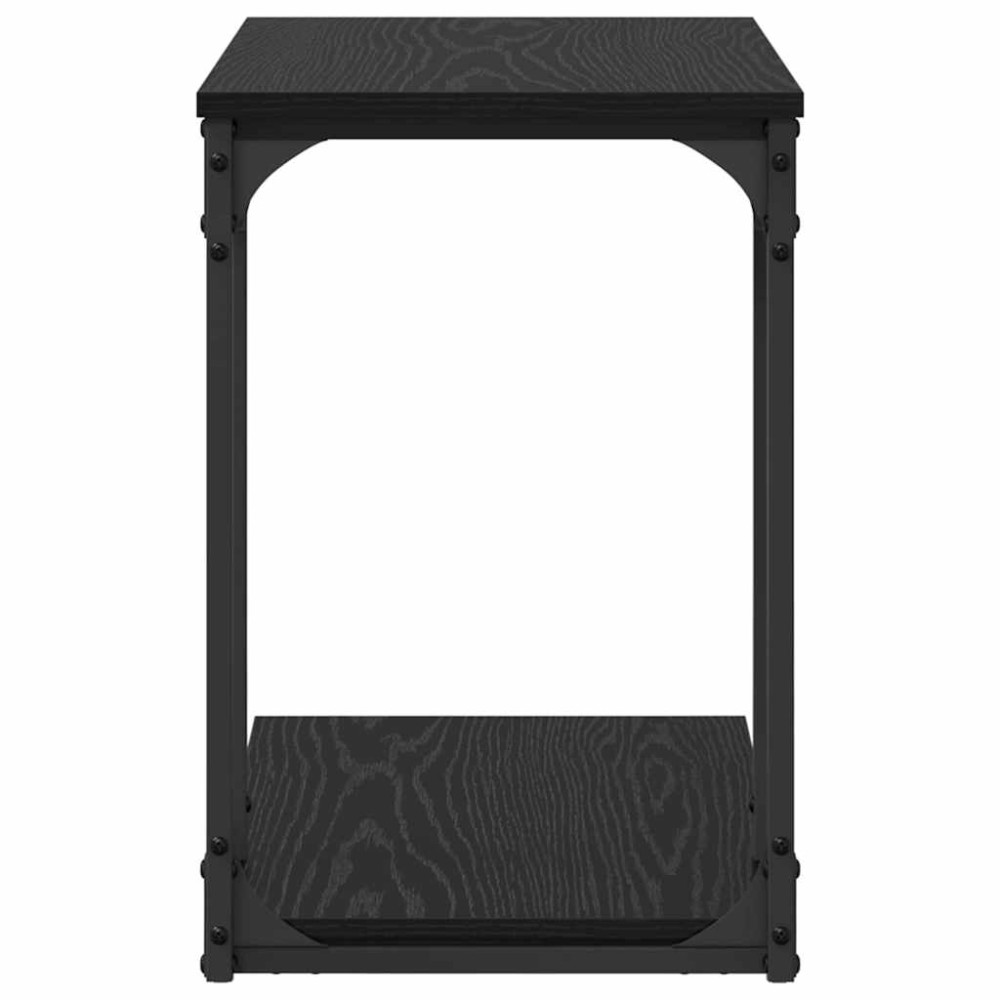 Produktbild för Sidobord med hylla Svart Ek 50 x 35 x 52 cm Konstruerat trä