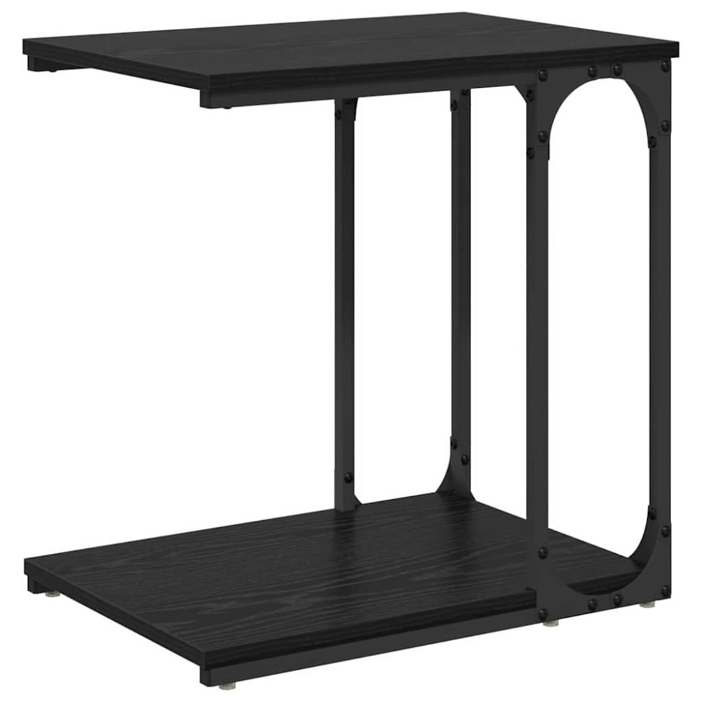 Produktbild för Sidobord med hylla Svart Ek 50 x 35 x 52 cm Konstruerat trä