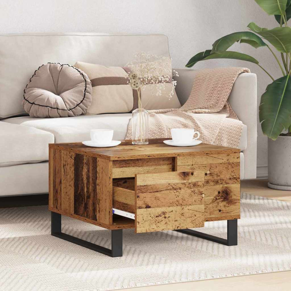 Produktbild för Kaffeebord Gammalt trä 55 x 55 x 36,5 cm Konstruerat trä