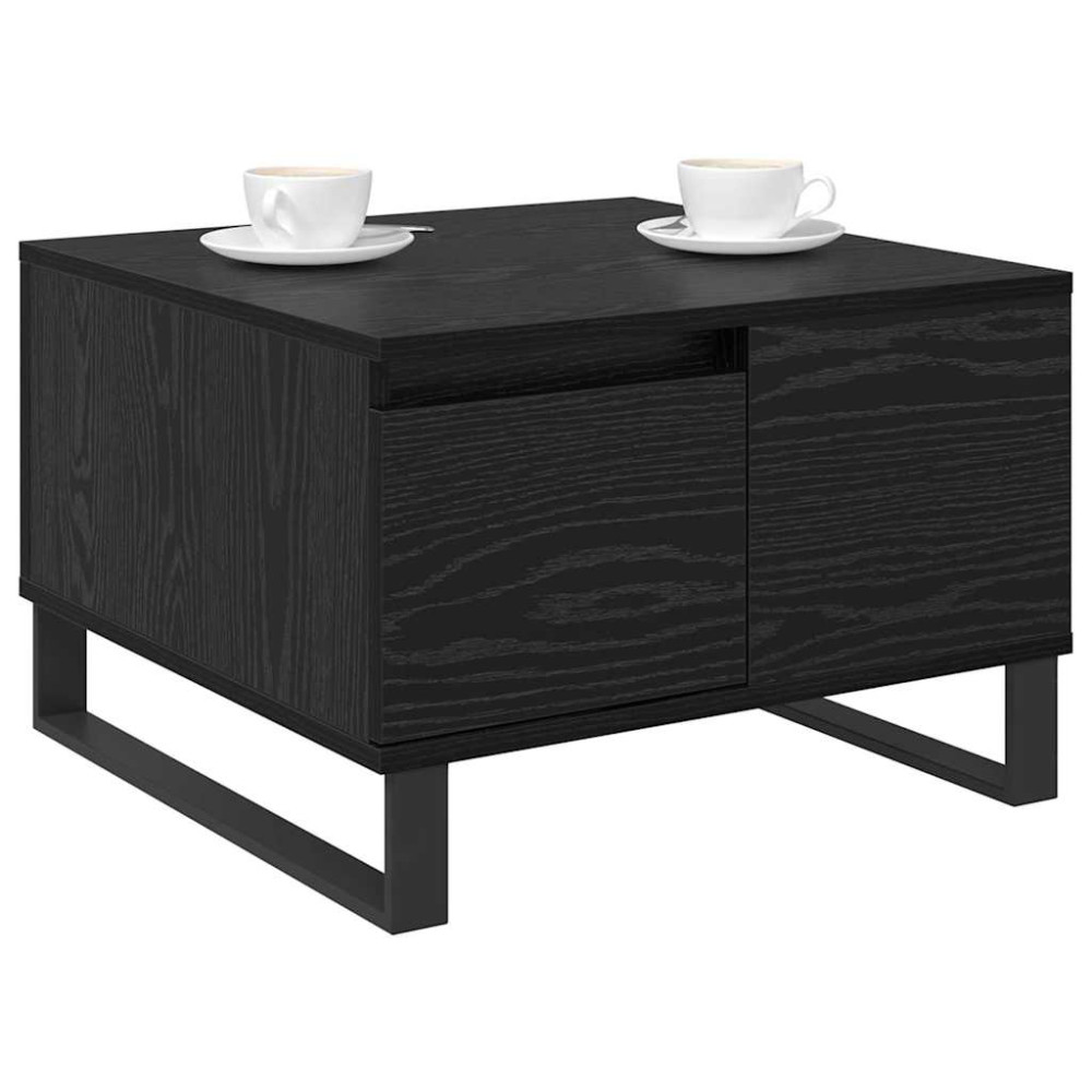 Produktbild för Kaffeebord med låda Svart Ek 55 x 55 x 36,5 cm Konstruerat trä