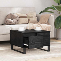 Produktbild för Kaffeebord med låda Svart Ek 55 x 55 x 36,5 cm Konstruerat trä