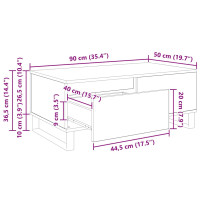Produktbild för Kaffeebord med låda Svart Ek 90 x 50 x 36,5 cm Konstruerat trä