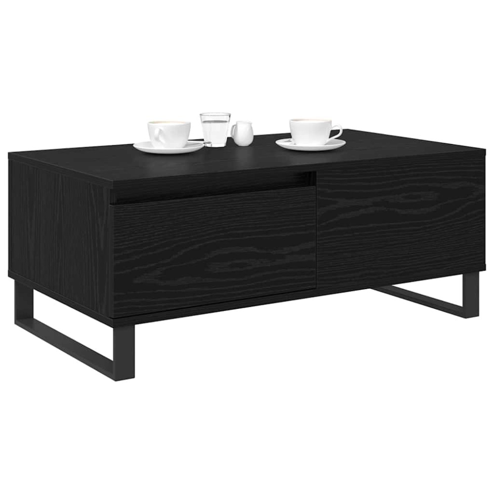 Produktbild för Kaffeebord med låda Svart Ek 90 x 50 x 36,5 cm Konstruerat trä
