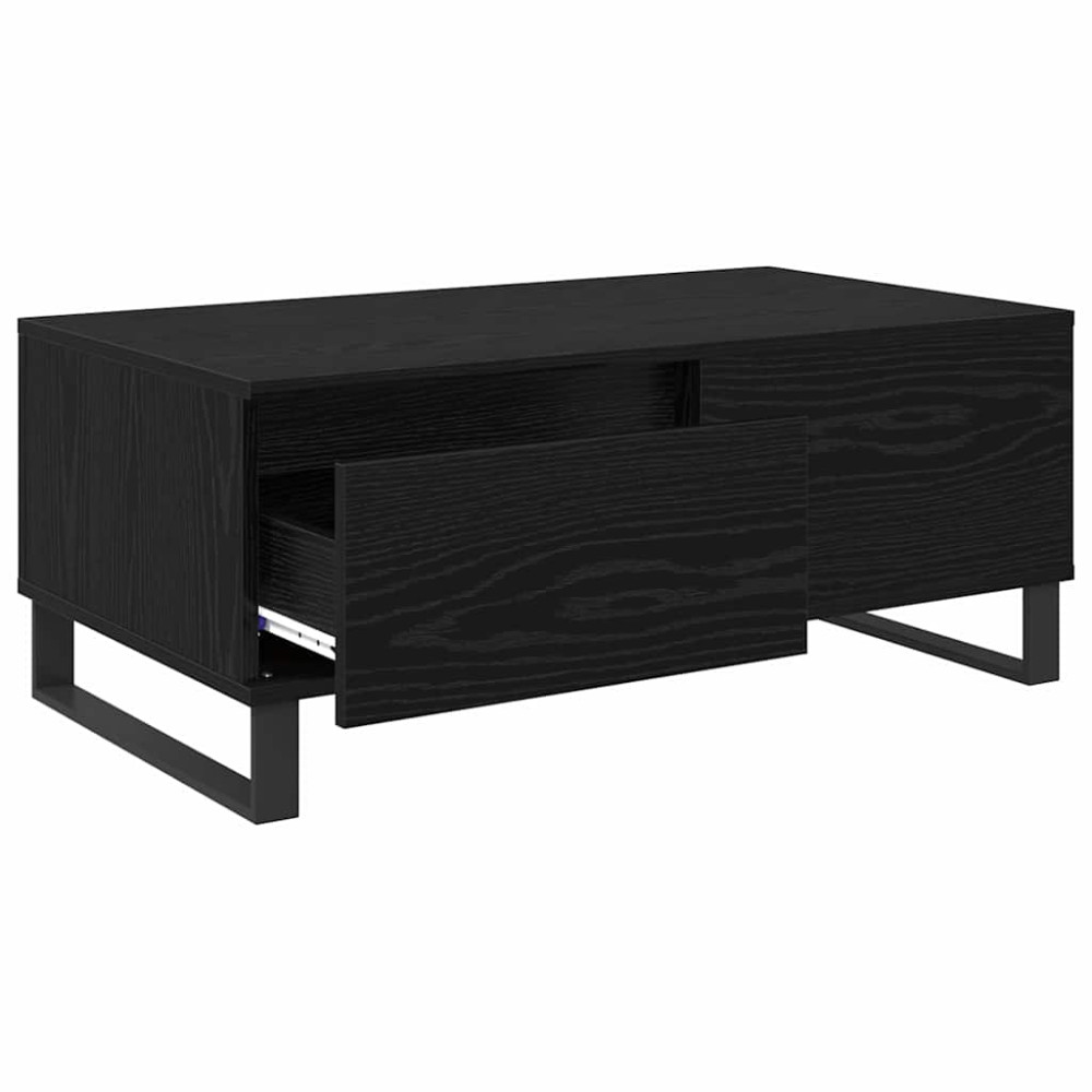Produktbild för Kaffeebord med låda Svart Ek 90 x 50 x 36,5 cm Konstruerat trä