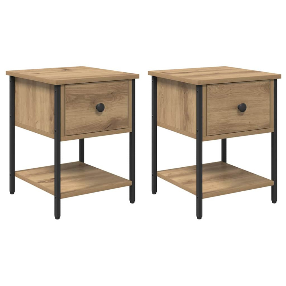 Produktbild för Sängbord 2 pcs Artisan Ek 34 x 35,5 x 45 cm Konstruerat trä