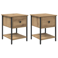 Produktbild för Sängbord 2 pcs Artisan Ek 34 x 35,5 x 45 cm Konstruerat trä