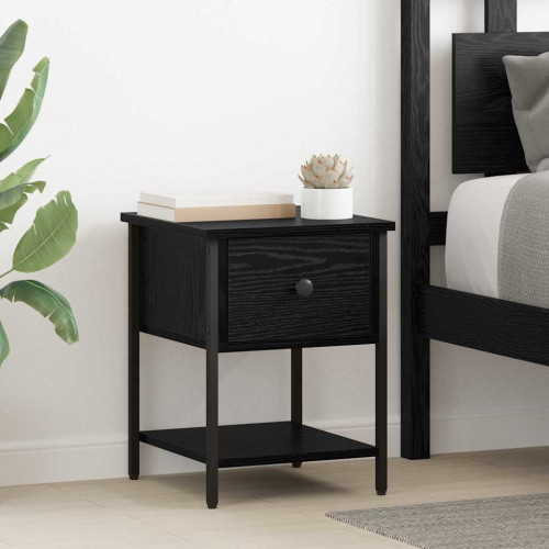 vidaXL Sängbord 2 pcs Svart Ek 34 x 35,5 x 45 cm Konstruerat trä