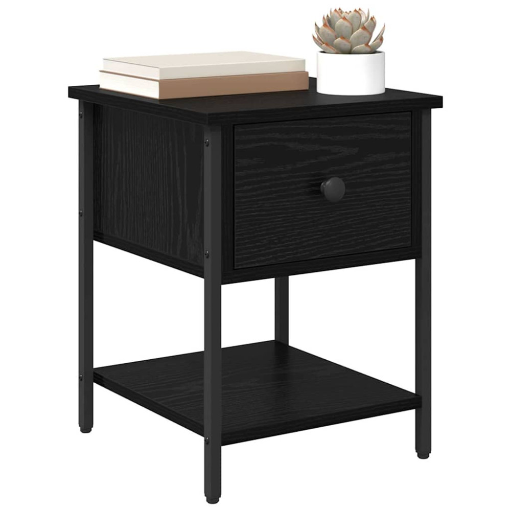 Produktbild för Sängbord 2 pcs Svart Ek 34 x 35,5 x 45 cm Konstruerat trä