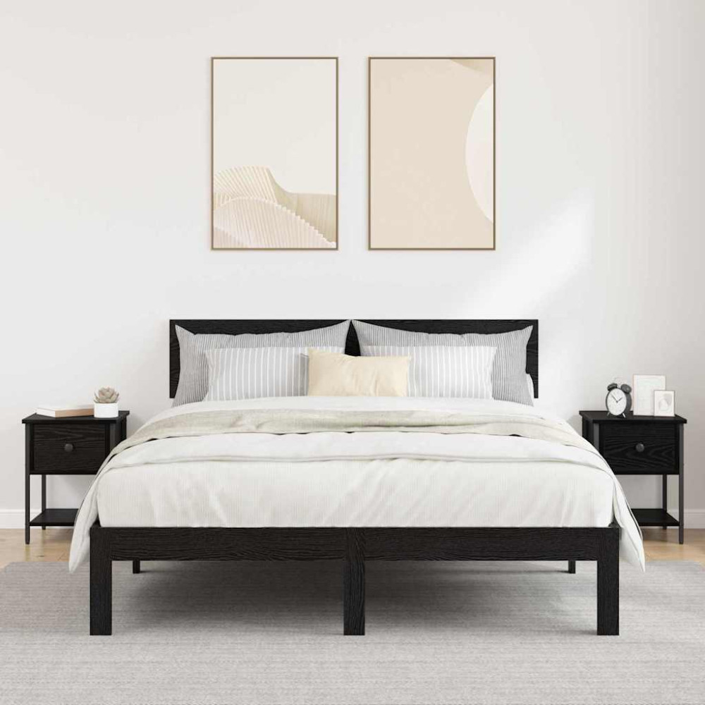 Produktbild för Sängbord 2 pcs Svart Ek 34 x 35,5 x 45 cm Konstruerat trä