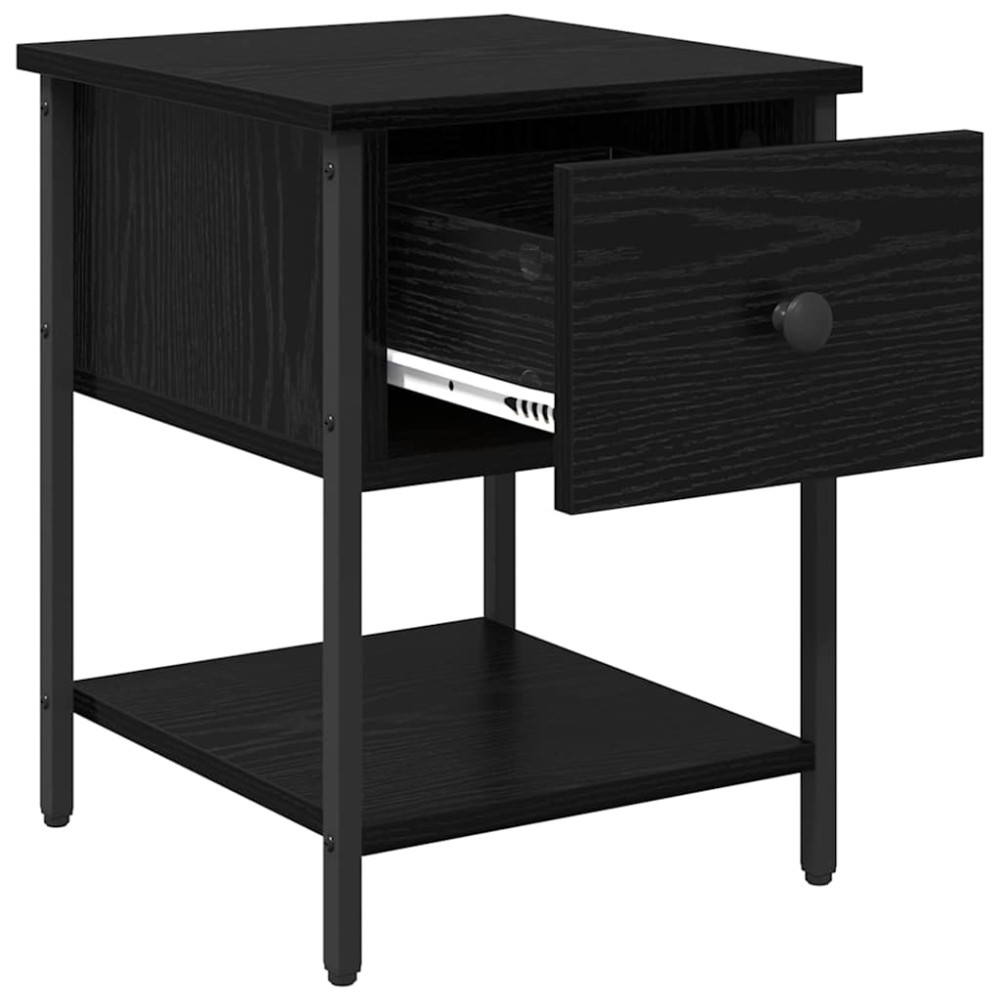 Produktbild för Sängbord 2 pcs Svart Ek 34 x 35,5 x 45 cm Konstruerat trä