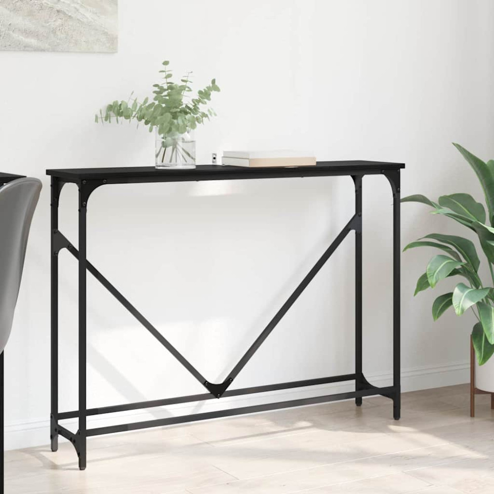 Produktbild för Konsolbord Svart Ek 102 x 23 x 75 cm Konstruerat trä