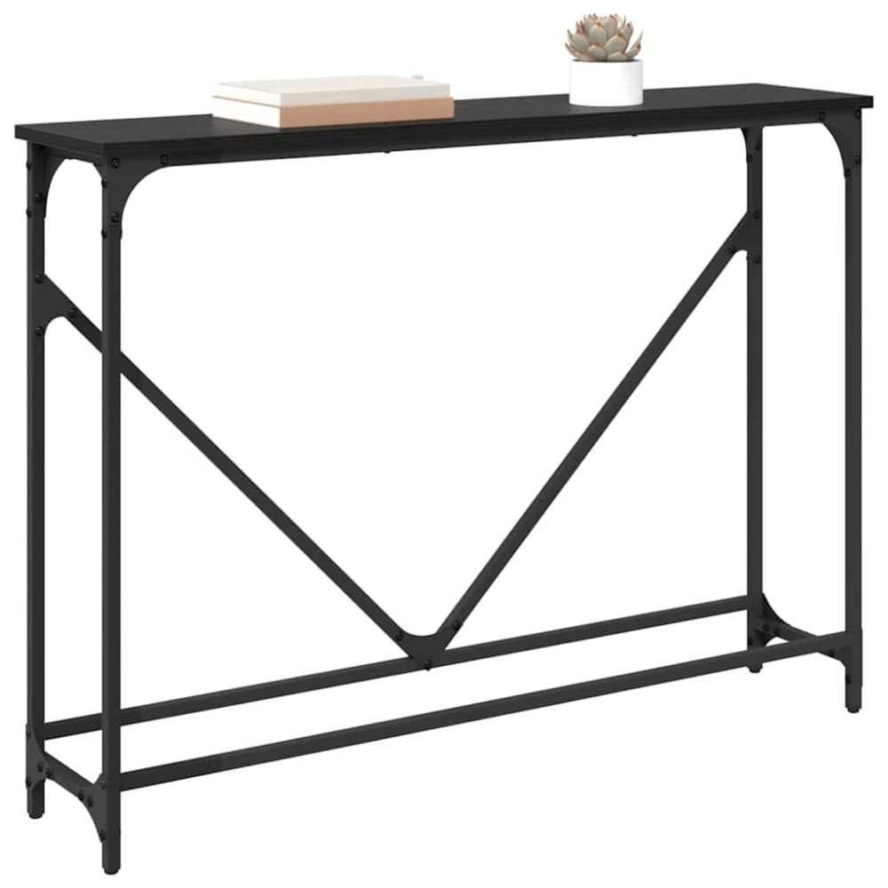 Produktbild för Konsolbord Svart Ek 102 x 23 x 75 cm Konstruerat trä