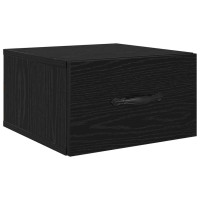 Produktbild för Nattduksbord med låda Svart ek 35 x 35 x 20 cm Konstruerat trä