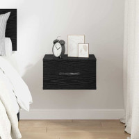 Produktbild för Nattduksbord med låda Svart ek 35 x 35 x 20 cm Konstruerat trä