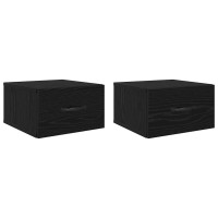 Produktbild för Nattduksbord 2 pcs Svart ek 35 x 35 x 20 cm Konstruerat trä