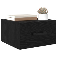 Produktbild för Nattduksbord med låda Svart ek 35 x 35 x 20 cm Konstruerat trä