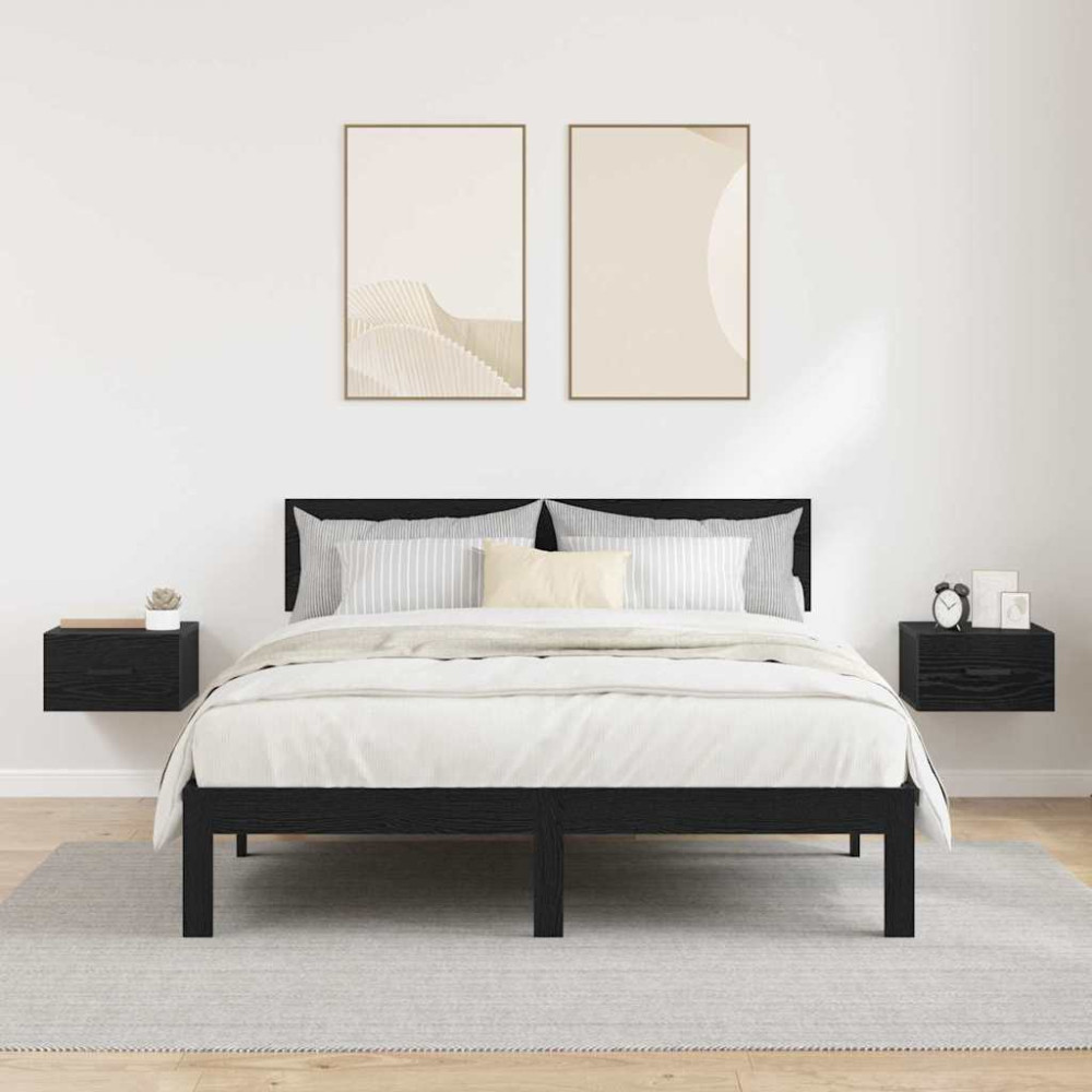 Produktbild för Nattduksbord 2 pcs Svart ek 35 x 35 x 20 cm Konstruerat trä