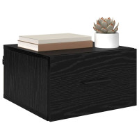 Produktbild för Nattduksbord med låda Svart ek 35 x 35 x 20 cm Konstruerat trä