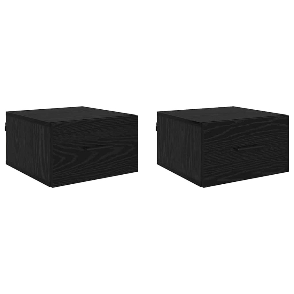Produktbild för Nattduksbord 2 pcs Svart ek 35 x 35 x 20 cm Konstruerat trä