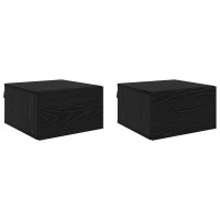 Produktbild för Nattduksbord 2 pcs Svart ek 35 x 35 x 20 cm Konstruerat trä
