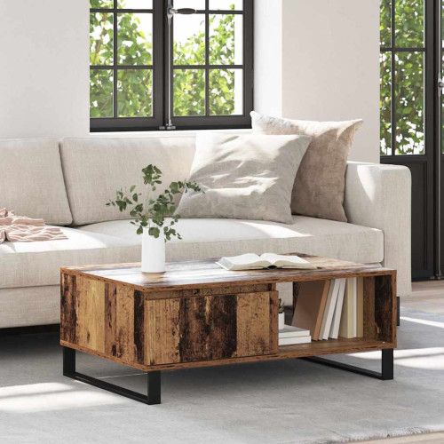 vidaXL Kaffeebord Gammalt trä 90 x 60 x 35 cm Konstruerat trä