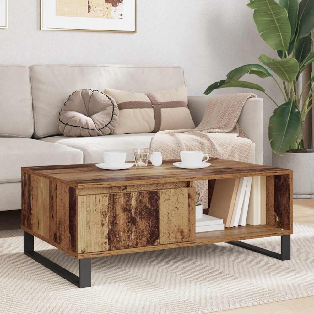 Produktbild för Kaffeebord Gammalt trä 90 x 60 x 35 cm Konstruerat trä