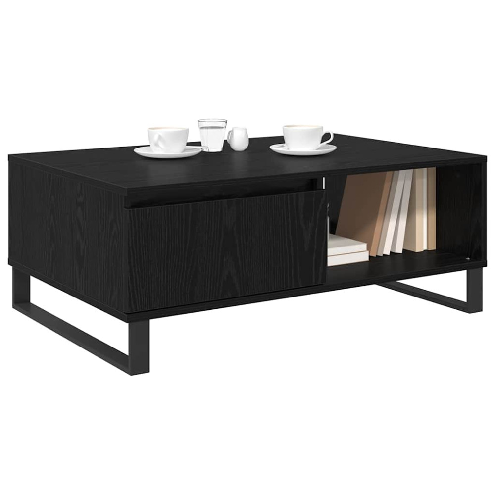 Produktbild för Kaffeebord Svart Ek 90 x 60 x 35 cm Konstruerat trä