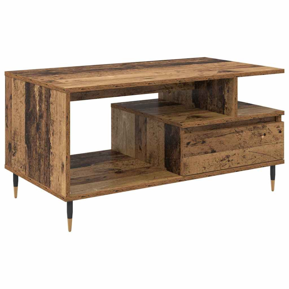 Produktbild för Kaffeebord med låda Gammalt trä 90 x 49 x 45 cm Konstruerat trä