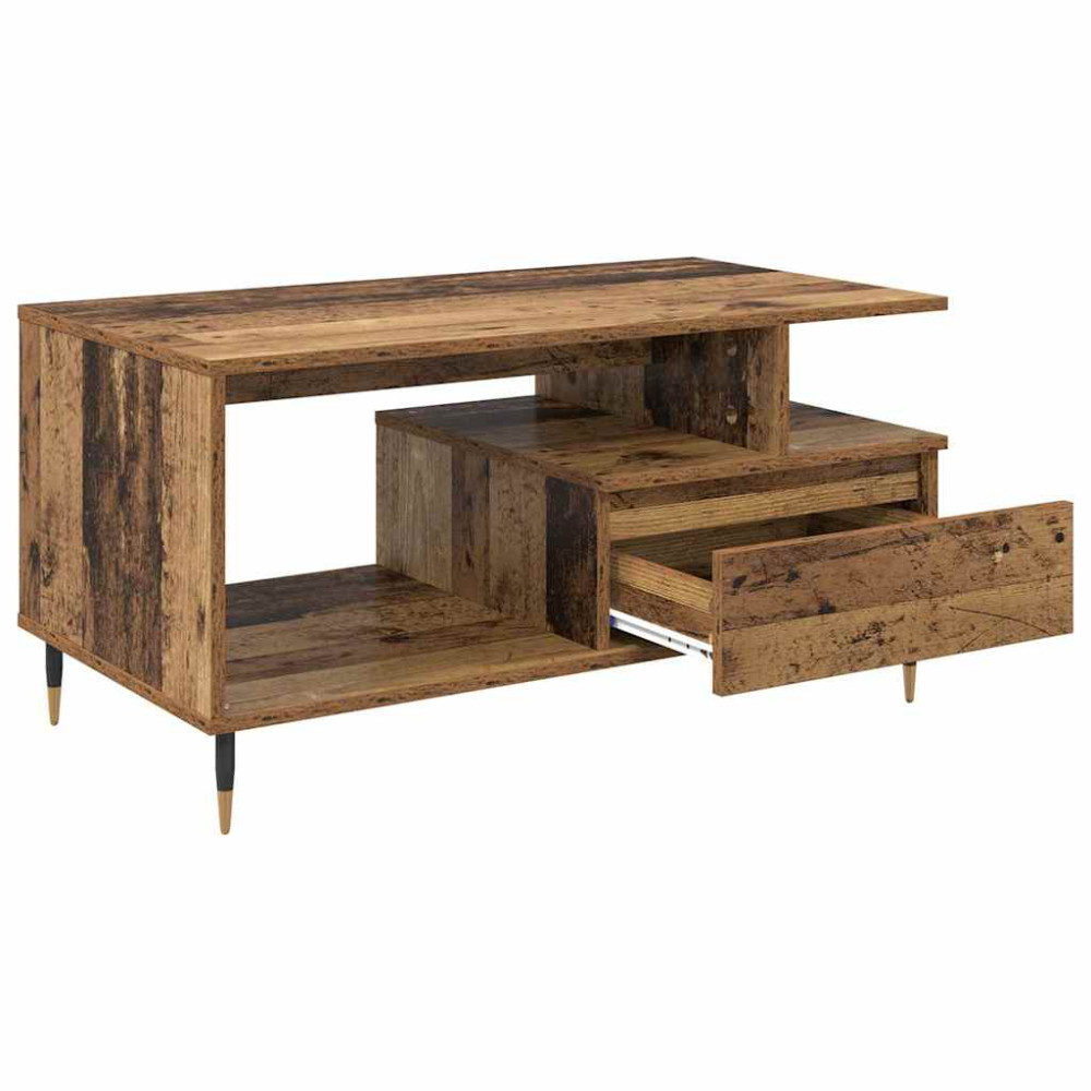 Produktbild för Kaffeebord med låda Gammalt trä 90 x 49 x 45 cm Konstruerat trä