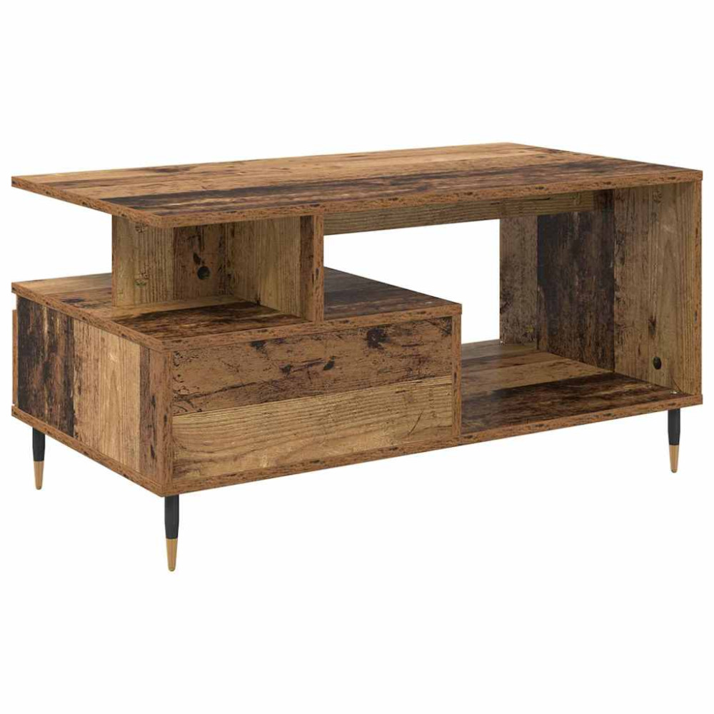 Produktbild för Kaffeebord med låda Gammalt trä 90 x 49 x 45 cm Konstruerat trä