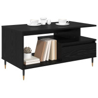 Produktbild för Kaffeebord med låda Svart Ek 90 x 49 x 45 cm Konstruerat trä