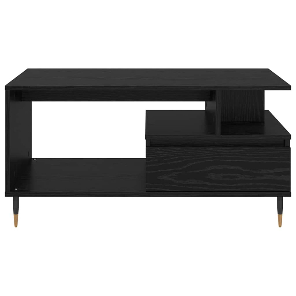 Produktbild för Kaffeebord med låda Svart Ek 90 x 49 x 45 cm Konstruerat trä