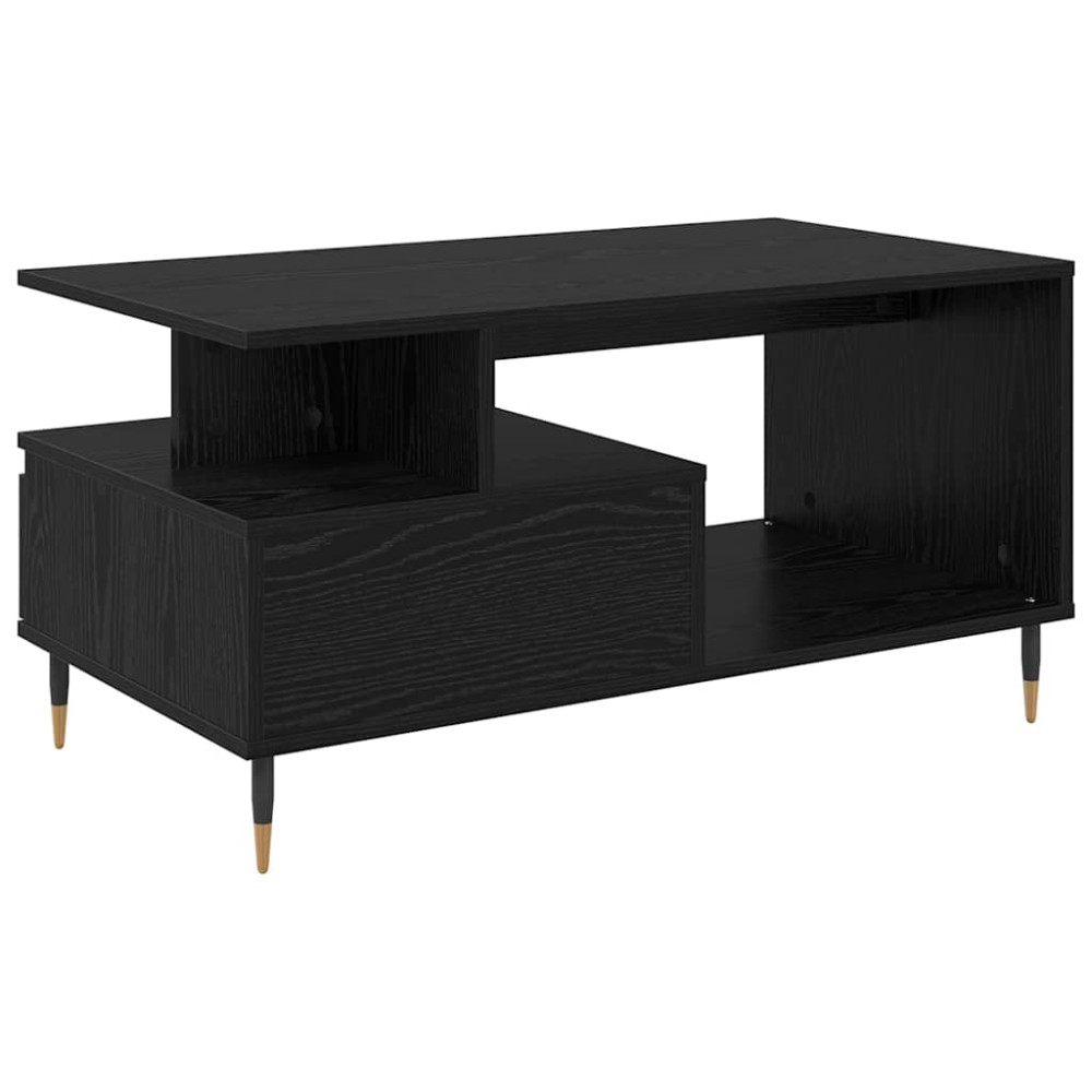 Produktbild för Kaffeebord med låda Svart Ek 90 x 49 x 45 cm Konstruerat trä