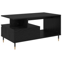 Produktbild för Kaffeebord med låda Svart Ek 90 x 49 x 45 cm Konstruerat trä