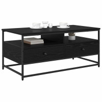 Produktbild för Kaffeebord med låda Svart Ek 100 x 51 x 45 cm Konstruerat trä