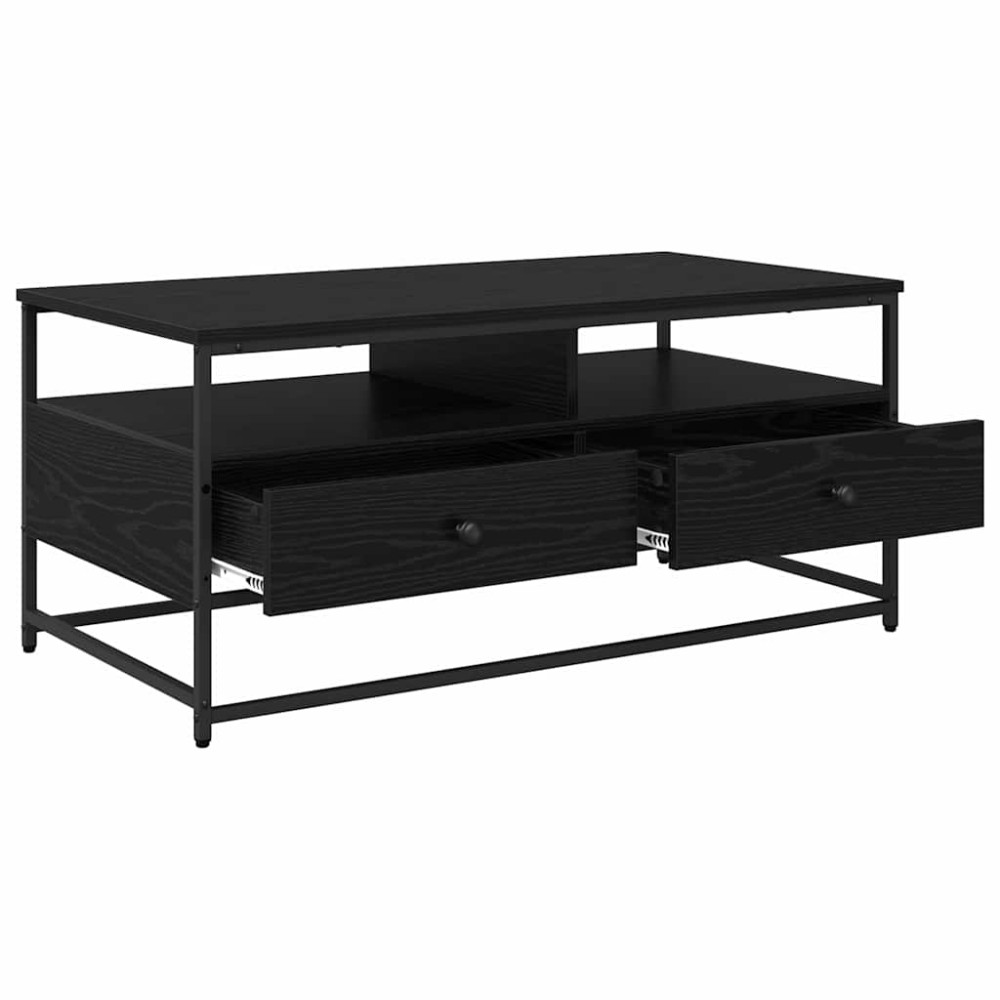 Produktbild för Kaffeebord med låda Svart Ek 100 x 51 x 45 cm Konstruerat trä