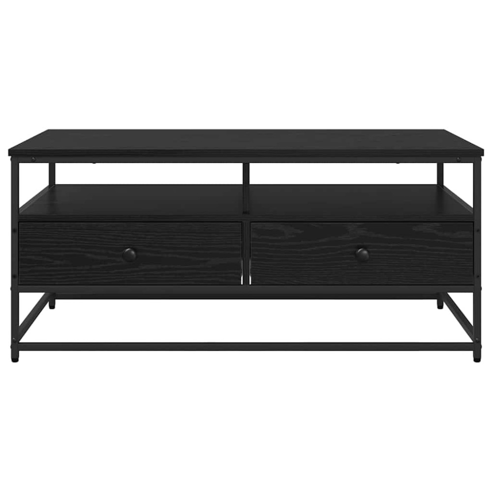 Produktbild för Kaffeebord med låda Svart Ek 100 x 51 x 45 cm Konstruerat trä