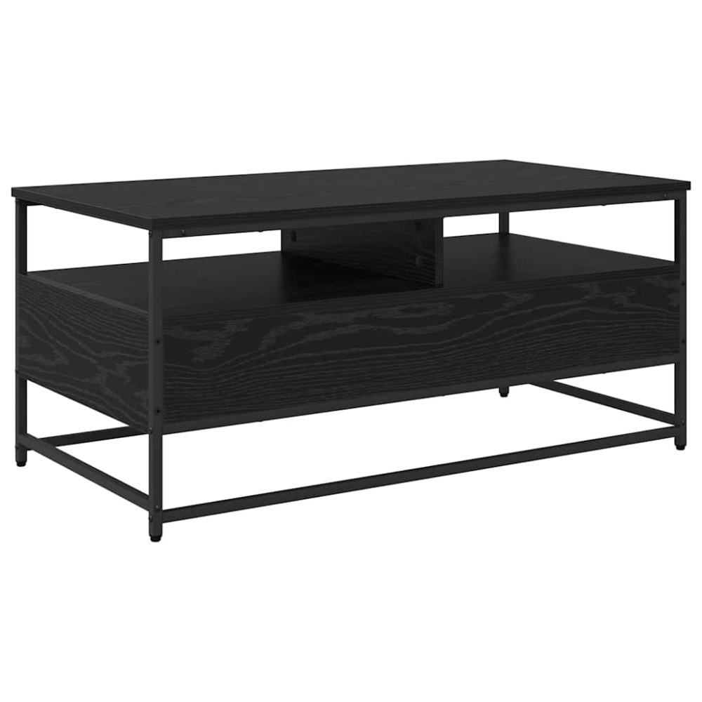 Produktbild för Kaffeebord med låda Svart Ek 100 x 51 x 45 cm Konstruerat trä