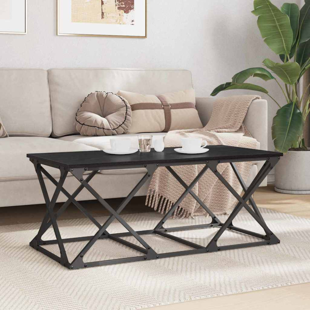 Produktbild för Kaffeebord Svart Ek 100 x 49 x 40 cm Konstruerat trä