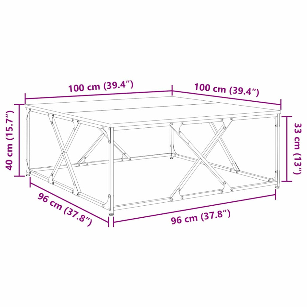 Produktbild för Kaffeebord Svart Ek 100 x 100 x 40 cm Konstruerat trä