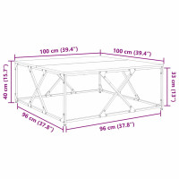 Produktbild för Kaffeebord Svart Ek 100 x 100 x 40 cm Konstruerat trä