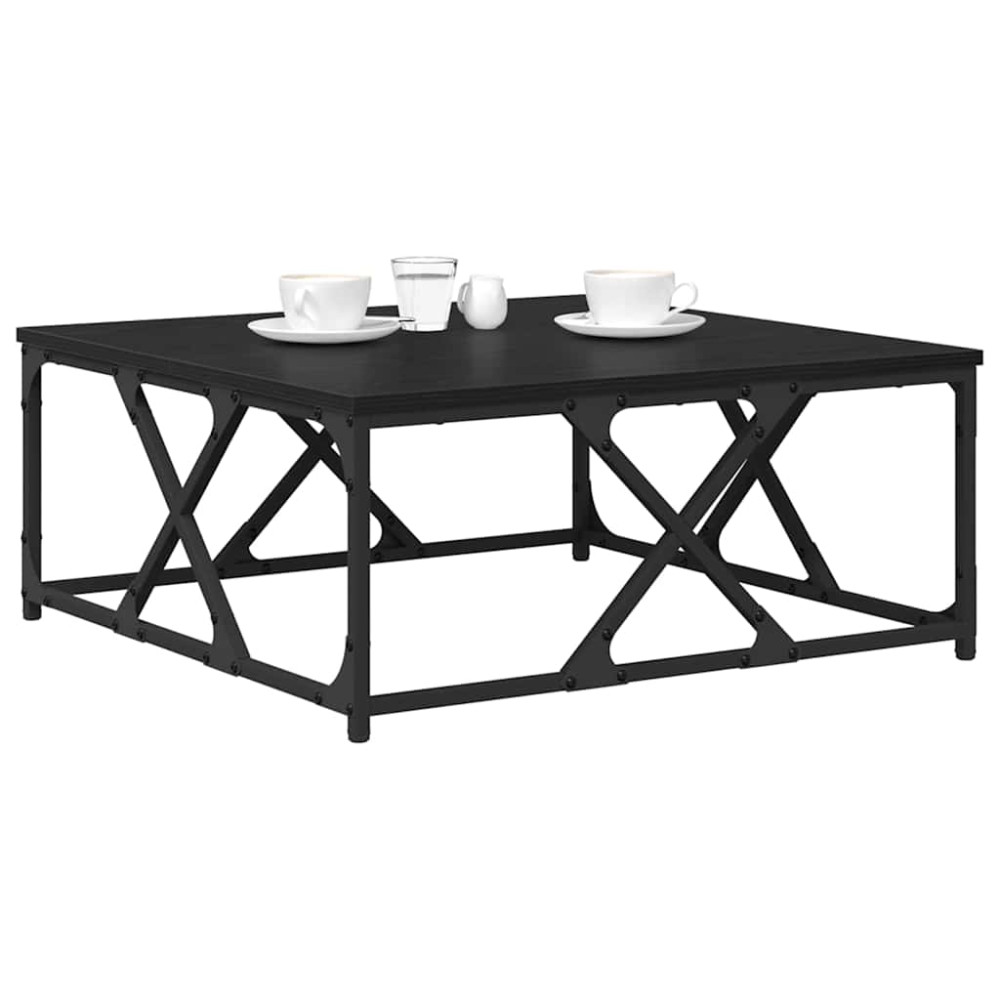 Produktbild för Kaffeebord Svart Ek 70 x 70 x 30 cm Konstruerat trä