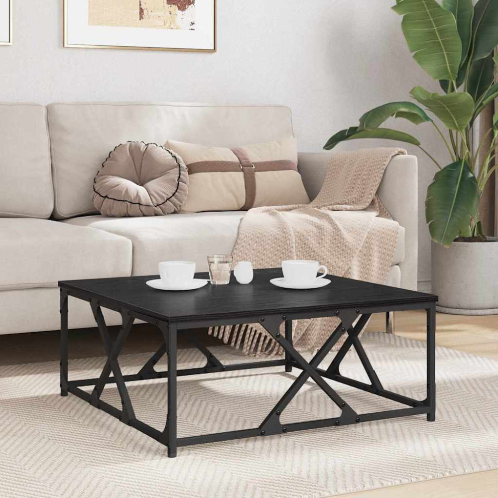 Produktbild för Kaffeebord Svart Ek 70 x 70 x 30 cm Konstruerat trä