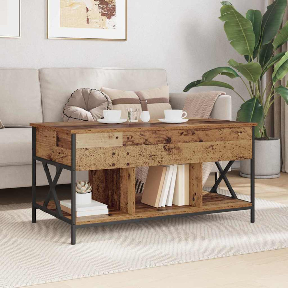 Produktbild för Kaffeebord Gammalt trä 100 x 55 x 48.5 cm Konstruerat trä
