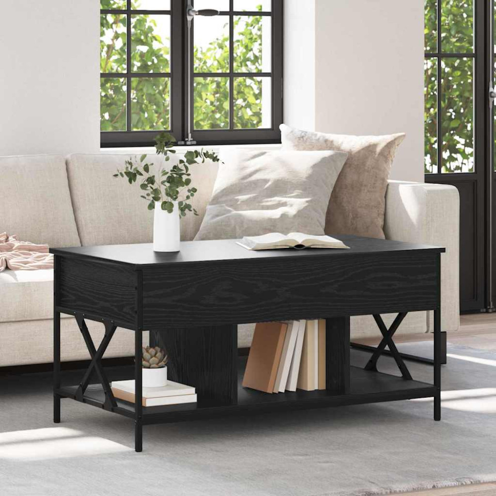 Produktbild för Kaffeebord Svart Ek 100 x 55 x 48.5 cm Konstruerat trä